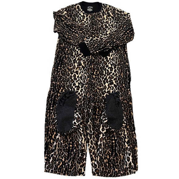Like new! Nick & Nora Cheetah Print Cat Face Onesie Pajamas Size Small - Picture 1 of 4